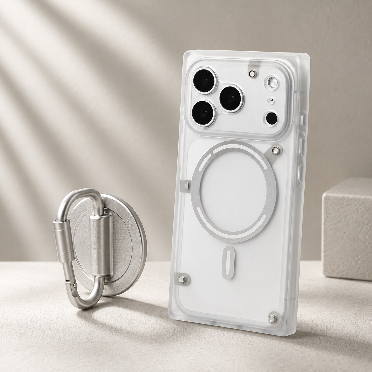 Matte Semi-Transparent Magnetic Square Case for iPhone | MagSafe